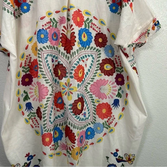 Xuna Italian Art to Wear Tunic Shirt Dress Colorful Vacation Resortwear OS - Picture 8 of 11